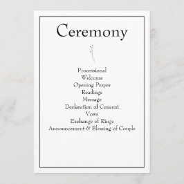 Minimalistische moderne Monogram Black & White Wed Programm