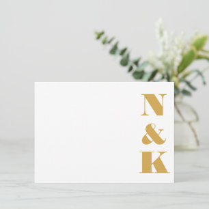 Minimalistische, moderne Monogramm-Gelbe Hochzeitn Mitteilungskarte