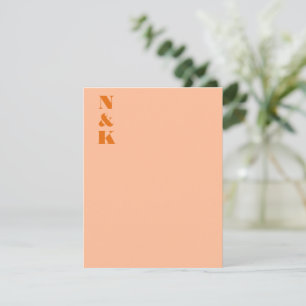 Minimalistische moderne Monogramm-Initialen Pfirsi Dankeskarte