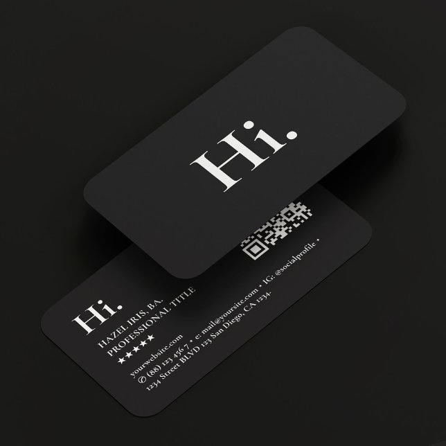 Minimalistische moderne Monogramm-Initialen Schwar Visitenkarte (Minimalist Modern Monogram Initials Black White QR Business Card
)