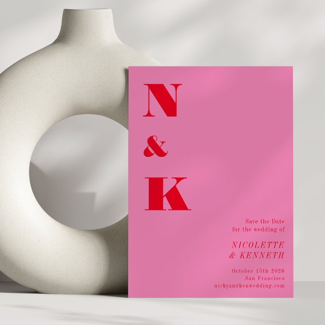 Minimalistische moderne Monogramm rosa, fett angez Save The Date (Von Creator hochgeladen)