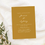 Minimalistische moderne Mustard Yellow Script Hoch Einladung<br><div class="desc">Minimalistische moderne Senf-Gelbe Schrift Einladung</div>