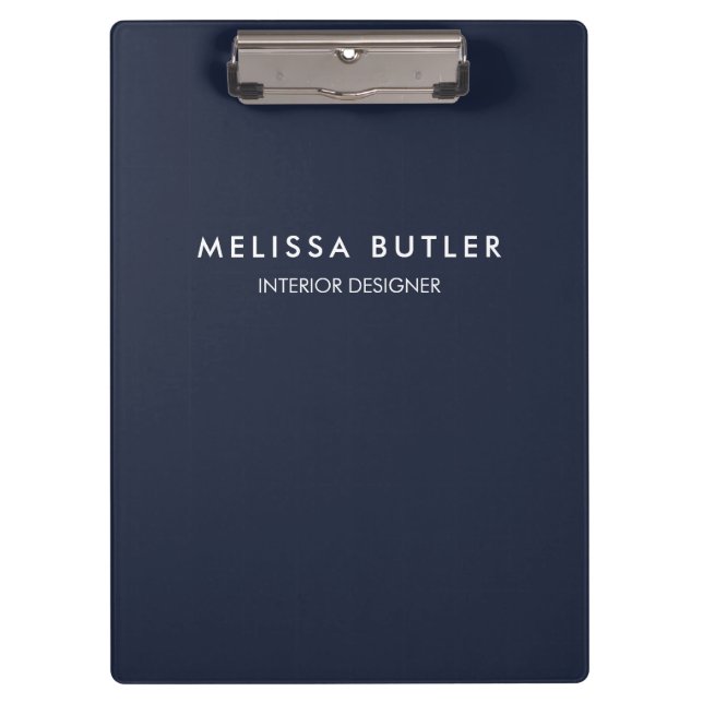 Minimalistische moderne Navy Blue Clipboard Klemmbrett (Vorderseite)