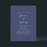 Minimalistische moderne Navy Blue Script Hochzeit Einladung<br><div class="desc">Minimalistische,  moderne Navy Blue Script Einladung</div>