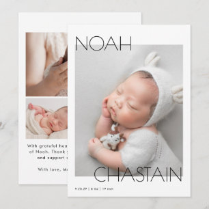 Minimalistische moderne Neugeborenen-Baby-Fotocoll Ankündigung