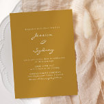Minimalistische moderne Ockergelbe Hochzeit Einladung<br><div class="desc">Minimalistische,  moderne Ockergelbe Mustard-Schrift Einladung zur Hochzeit</div>