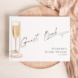 Minimalistische moderne Perlen und Prosecco Bridal Gästebuch