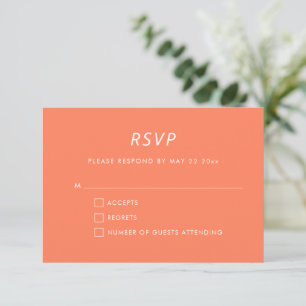 Minimalistische moderne Persimmon-Orangen-Hochzeit RSVP Karte