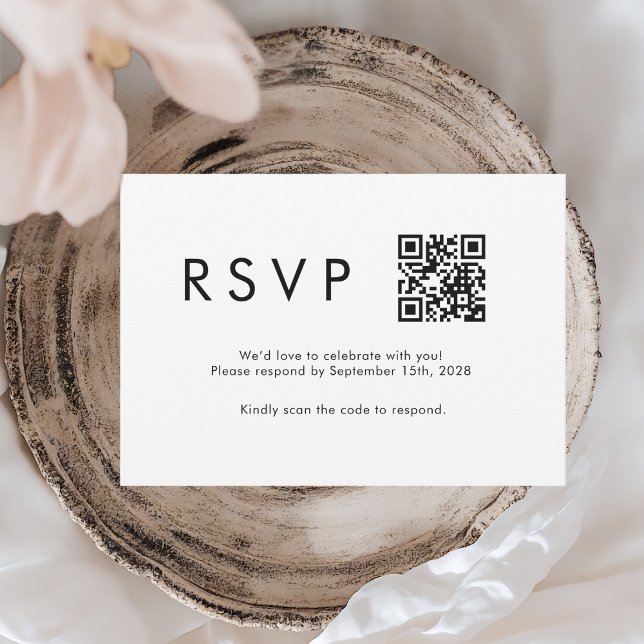 Minimalistische moderne QR-Hochzeit RSVP Karte (Von Creator hochgeladen)