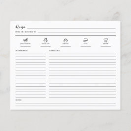 Minimalistische moderne Rezept-Sheet-Cookbook-Seit