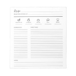 Minimalistische moderne Rezept-Sheet-Cookbook-Seit Notizblock
