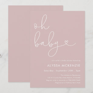 Minimalistische moderne rosa Babyparty-Einladung Einladung