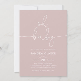 Minimalistische moderne rosa Babyparty-Einladung Einladung