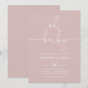 Minimalistische moderne rosa Babyparty-Einladung Einladung