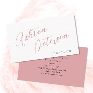 Minimalistische moderne rosa Script Name Business  Visitenkarte