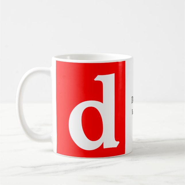 Minimalistische, moderne, rote Monogramm Kaffeetasse (Links)