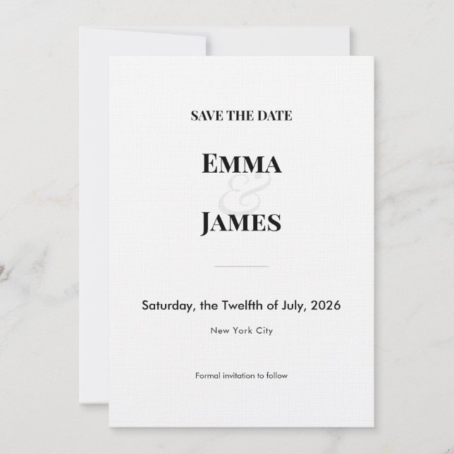 Minimalistische moderne Save the Date-Karte | QR-C Save The Date (Vorderseite)