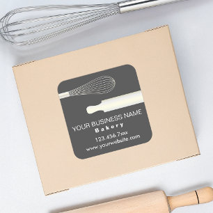 Minimalistische moderne Schic-Pâtisserie-Verpackun Quadratischer Aufkleber