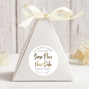 Minimalistische moderne Schrift ändert das Datum Runder Aufkleber