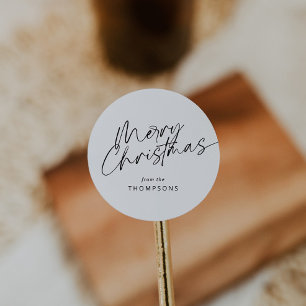 Minimalistische moderne Schrift Frohe Weihnachten Runder Aufkleber