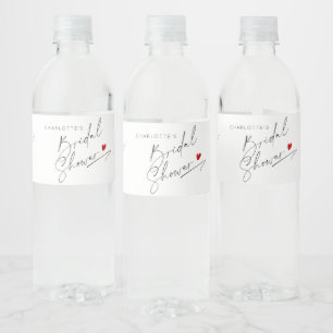 Minimalistische moderne Schrift Herz Junggesellinn Wasserflaschenetikett