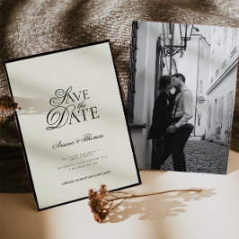 Minimalistische moderne Schrift Save the Date Hoch Einladung