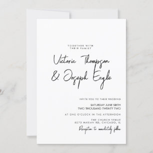 Minimalistische moderne Schrift schwarze Tinte wei Einladung