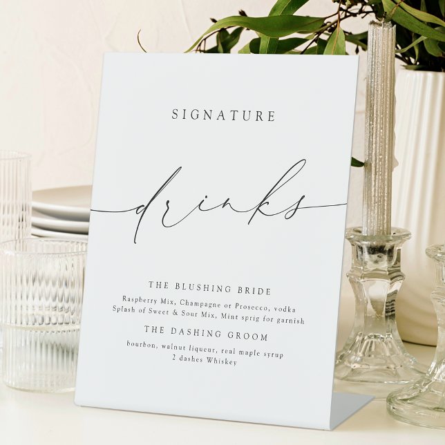 Minimalistische moderne Schrift-Signatur-Getränke  Sockelschild (Minimalist Modern Script Signature Drinks Sign)