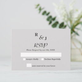 Minimalistische, moderne Schwarz-Creme-Hochzeit RSVP Karte