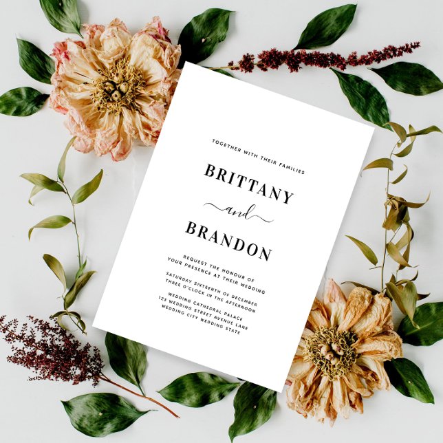 Minimalistische moderne Schwarz-Weiß-Hochzeit Einladung (Von Creator hochgeladen)