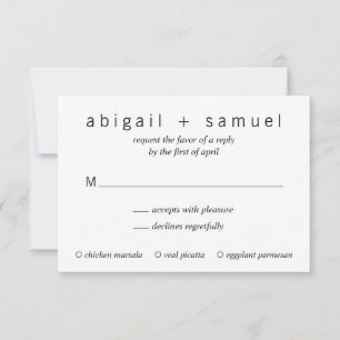 Minimalistische moderne Schwarz-Weiß-Hochzeit RSVP Karte