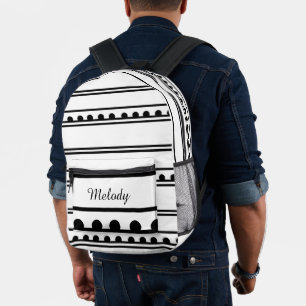 Minimalistische moderne Schwarz-Weiß-Polka-Dotline Bedruckter Rucksack