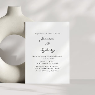 Minimalistische moderne Schwarz-Weiß-Skriptereihe Einladung