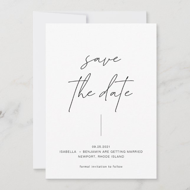 Minimalistische, moderne Schwarz-Weiß-Technik mit  Save The Date (Vorderseite)