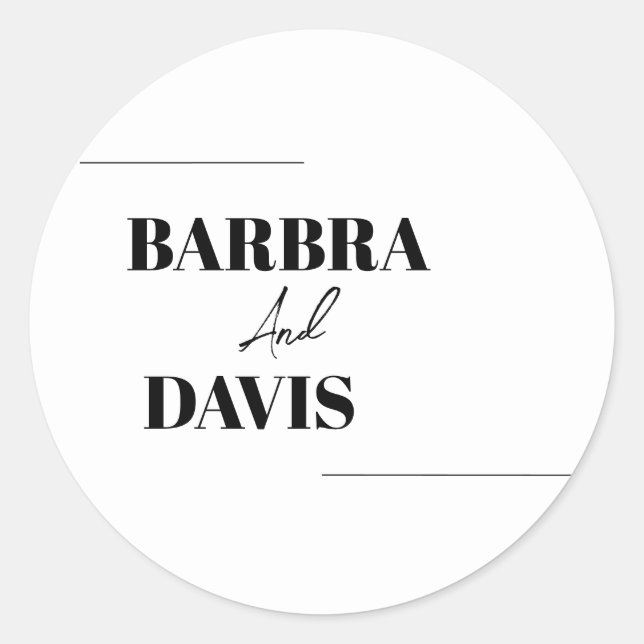 Minimalistische, moderne, schwarz-weiße, fette Nam Runder Aufkleber (Vorderseite)