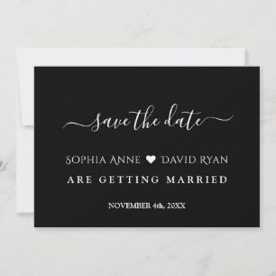 Minimalistische moderne Schwarz-weiße Hochzeit Save The Date
