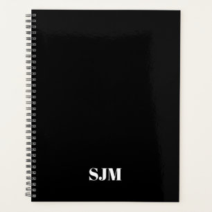 Minimalistische moderne Schwarz-weiße Monogramm-In Planer