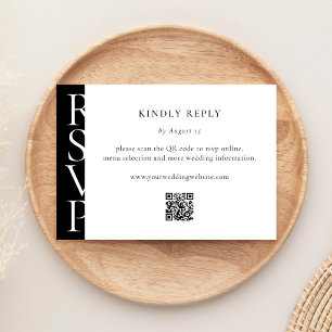 Minimalistische moderne schwarze und weiße Hochzei RSVP Karte