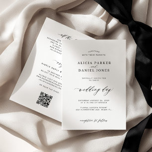Minimalistische moderne schwarze und weiße QR-Code Einladung