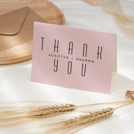 Minimalistische moderne Script Blush Danke Foto Karte