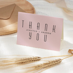 Minimalistische moderne Script Blush Danke Foto Karte