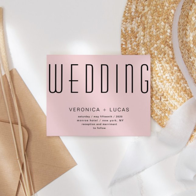 Minimalistische moderne Script Blush-Hochzeit Einladung (Von Creator hochgeladen)