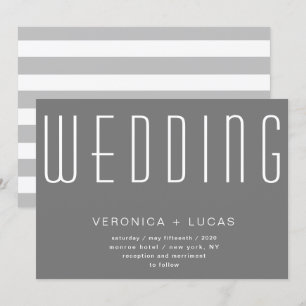 Minimalistische moderne Script Gray Wedding Einladung
