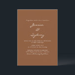 Minimalistische Moderne Siena - Braun-Script-Hochz Einladung<br><div class="desc">Minimalistische Einladung zur Hochzeitsfeier in Siena</div>