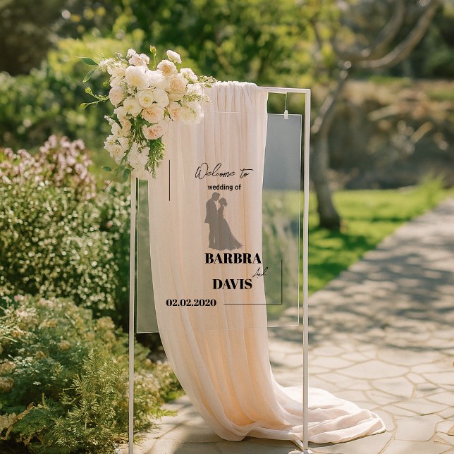 Minimalistische moderne Silhouette Hochzeit Acrylschild (Von Creator hochgeladen)