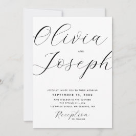 Minimalistische moderne Skripthochzeit. Sauberes F Einladung