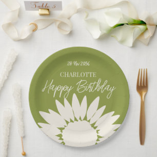 Minimalistische moderne Sonnenblume Custom Happy B Pappteller