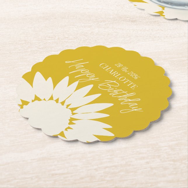 Minimalistische moderne Sonnenblume Custom Happy B Untersetzer (angewinkelt)