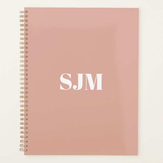 Minimalistische moderne staubige Monogramm-Initial Planer (Vorderseite)