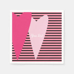Minimalistische, moderne Streifen rosa Herzen nach Serviette